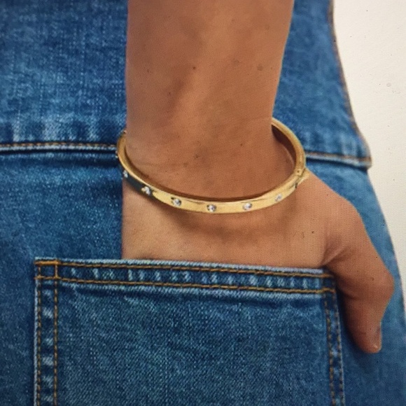 Kate Spade Set Of 2 Metal Stone Hinged Bangles - Picture 3 of 10